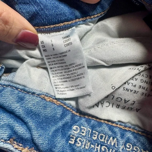 American Eagle Outfitters Denim Cargo Baggy Wide Leg Jean size 8 short - Picture 4 of 6